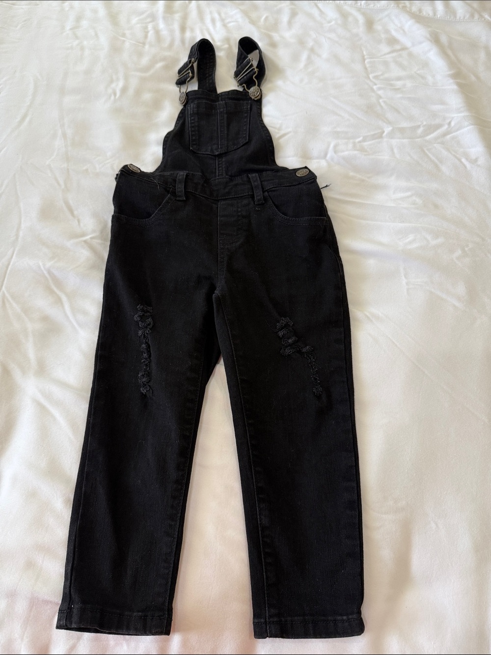 Little Bipsy Black Denim Distressed Overalls